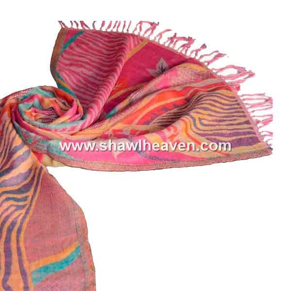 designer large pink wrap in merino wool